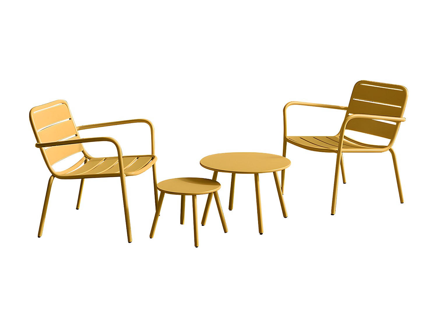 GARTENSITZGRUPPE im Set - 2 -Sitzer - Stahl - senffarben - MIRMANDE - Gelb, Metall - Vente-Unique