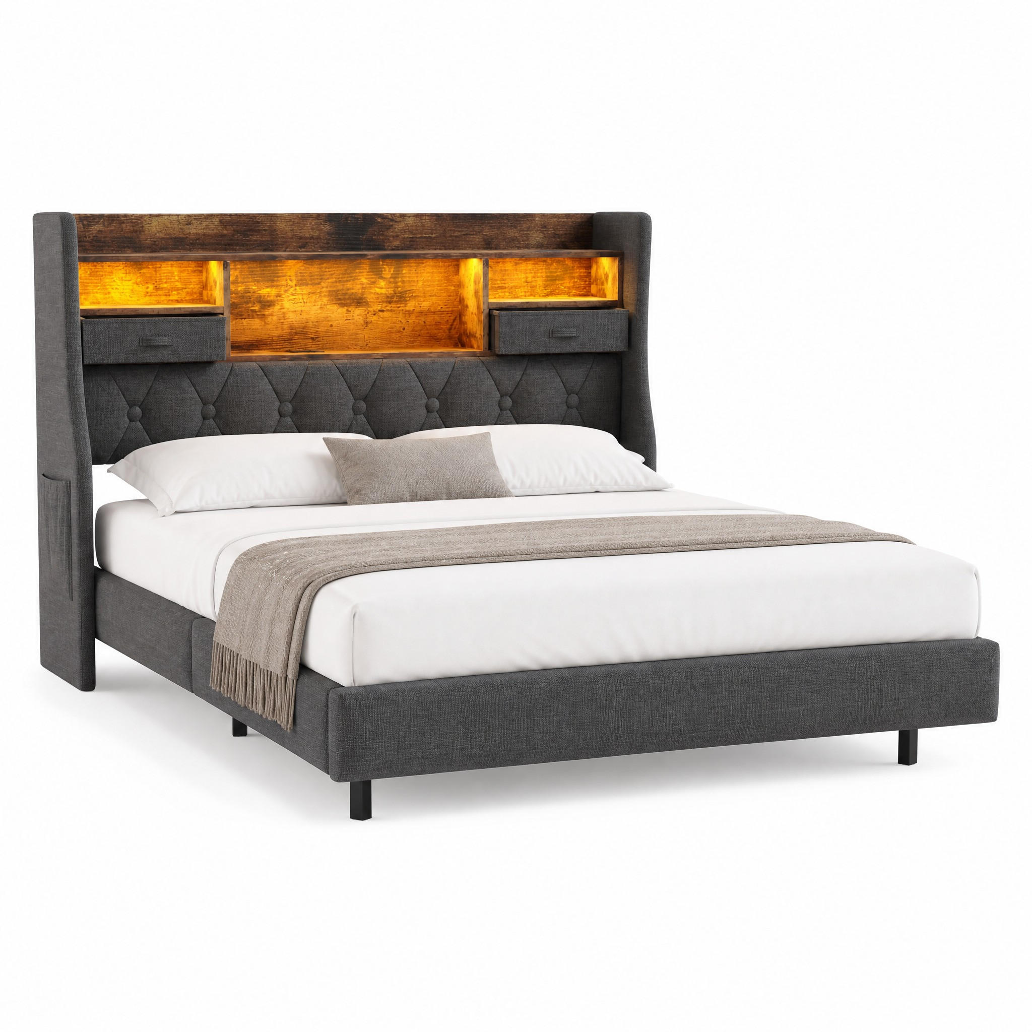 Meubliv Bett Grau 140x190 cm