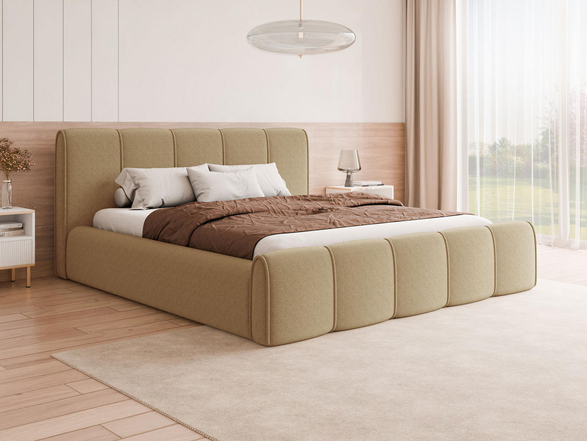 POLSTERBETT Lewis - Beige, Holz/Holzwerkstoff (200/200cm) - MIRJAN24