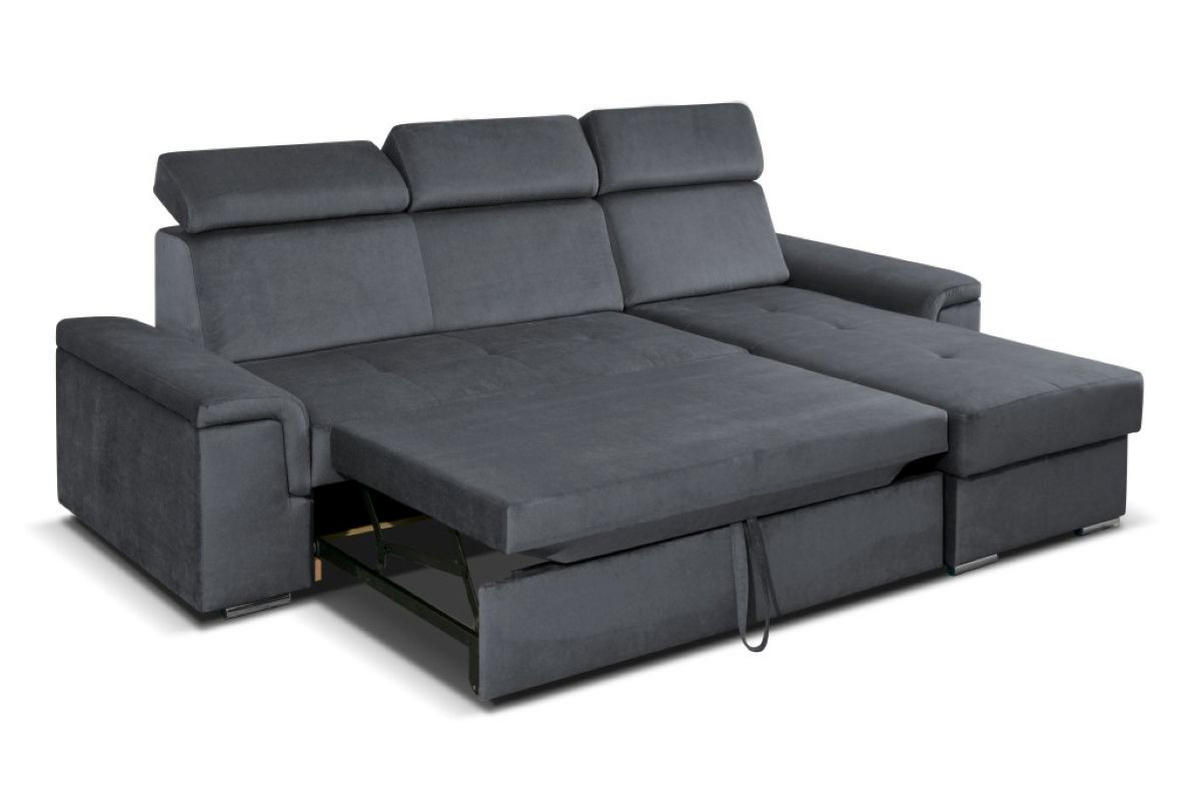 ECKSOFA Monaco L-Form mit Schlaffunktion und Bettkasten 245 cm, dunkelgrau - Dunkelgrau, Holz/Kunststoff (245/163cm) - Margaret Hadas24