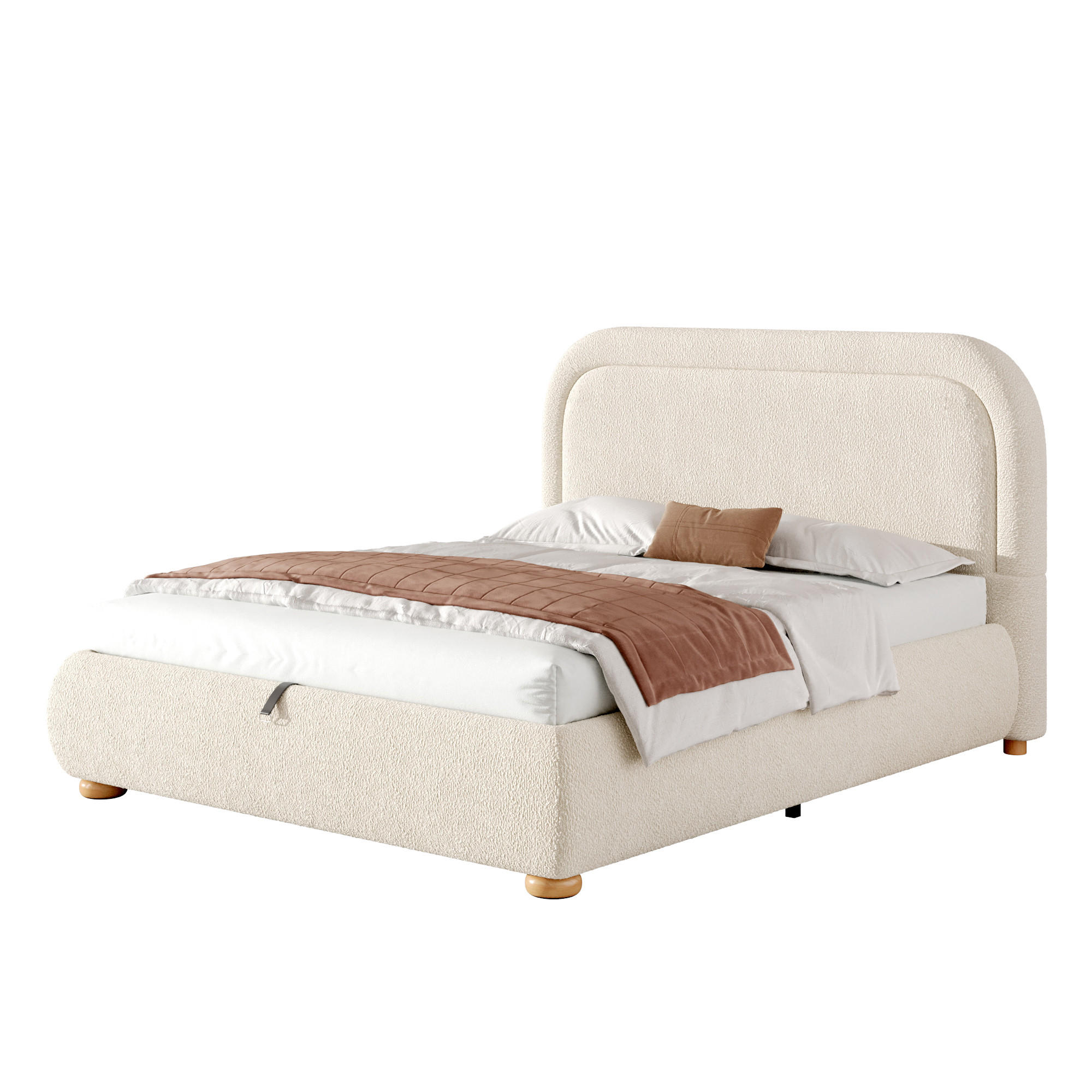 POLSTERBETT 140/190 cm in Beige Bouclé mit Bettkasten - Beige, Holzwerkstoff/Textil (140/190cm) - WISHDOR