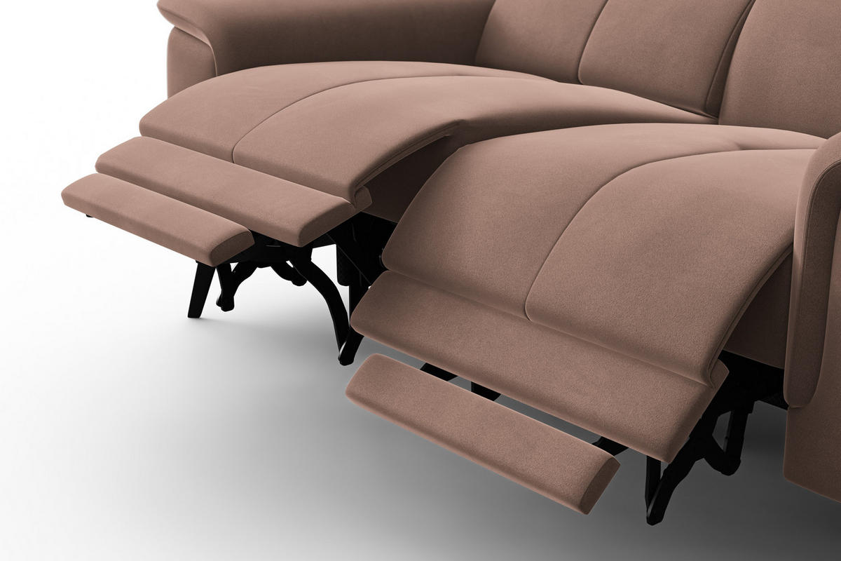 SOFA RELAX FIERO 2-Sitzer, Brauner Veloursstoff - Schwarz/Braun, Holz/Textil (170/82/103cm) - Courtois Laville