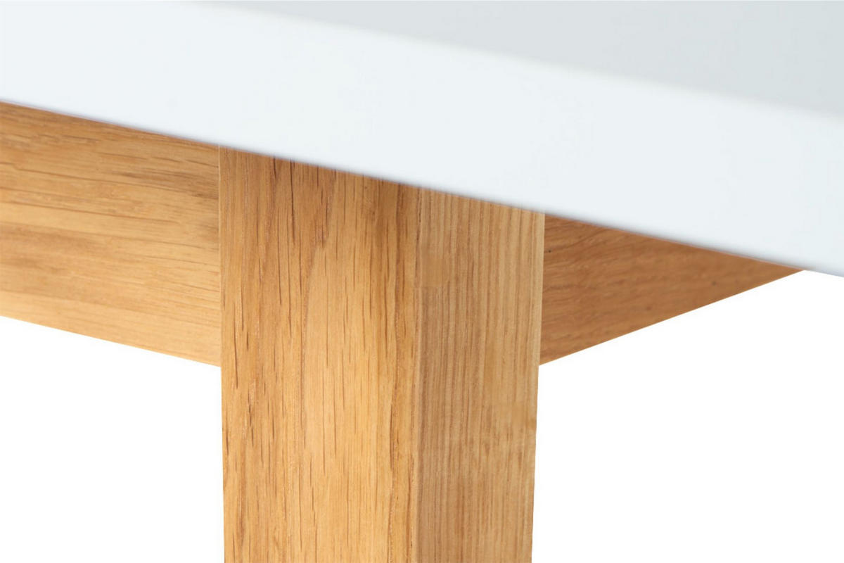 AUSZIEHBARER-ESSTISCH FRISK Skandinavischer Stil, weiß - Eichefarben/Weiß, Eichenholz/Holzwerkstoff (90/160/75cm) - KONSIMO®