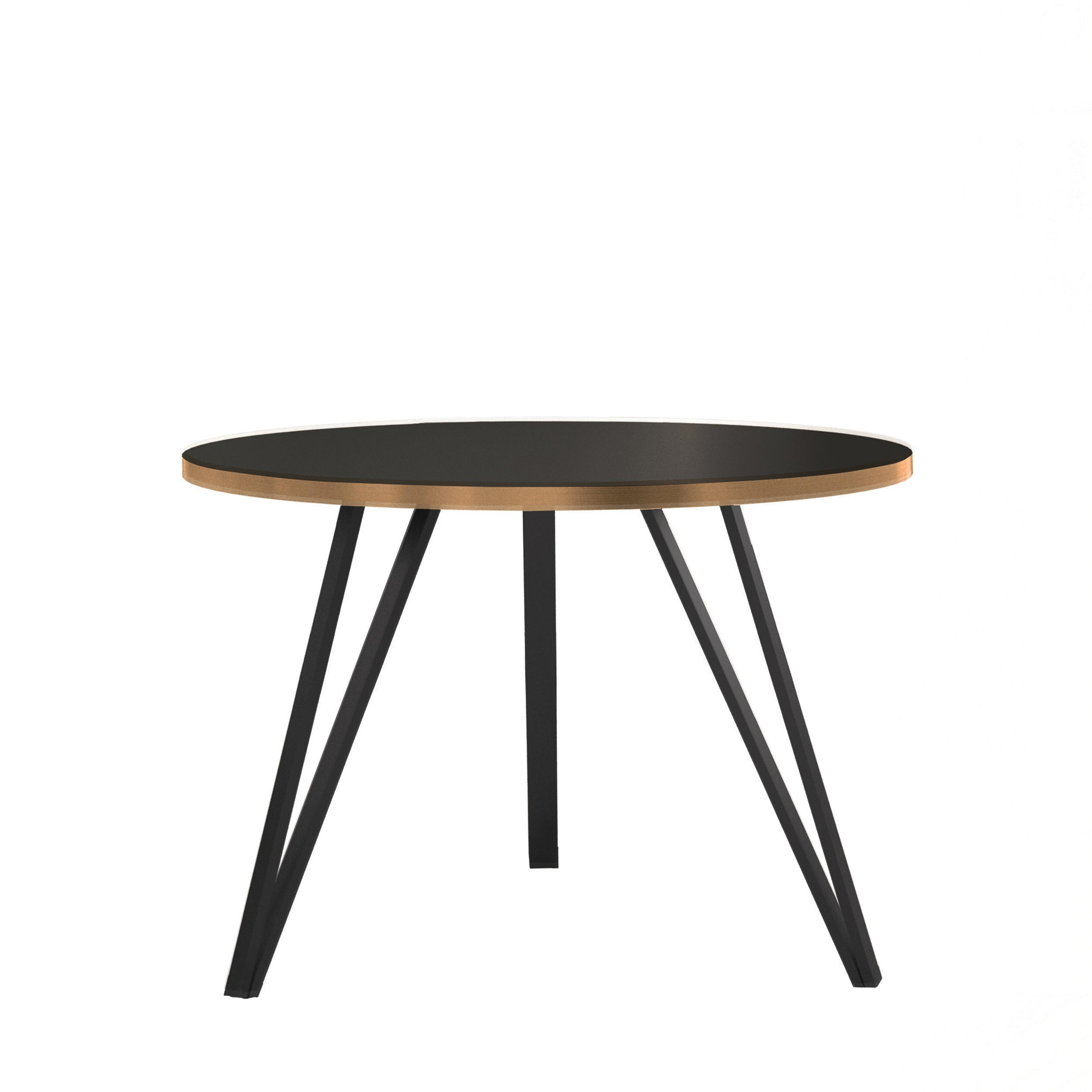 COUCHTISCH Linea Schwarz mit Goldrand, Schwarze Beine - Goldfarben/Schwarz, Holzwerkstoff/Metall (67/67/45cm) - Bettso