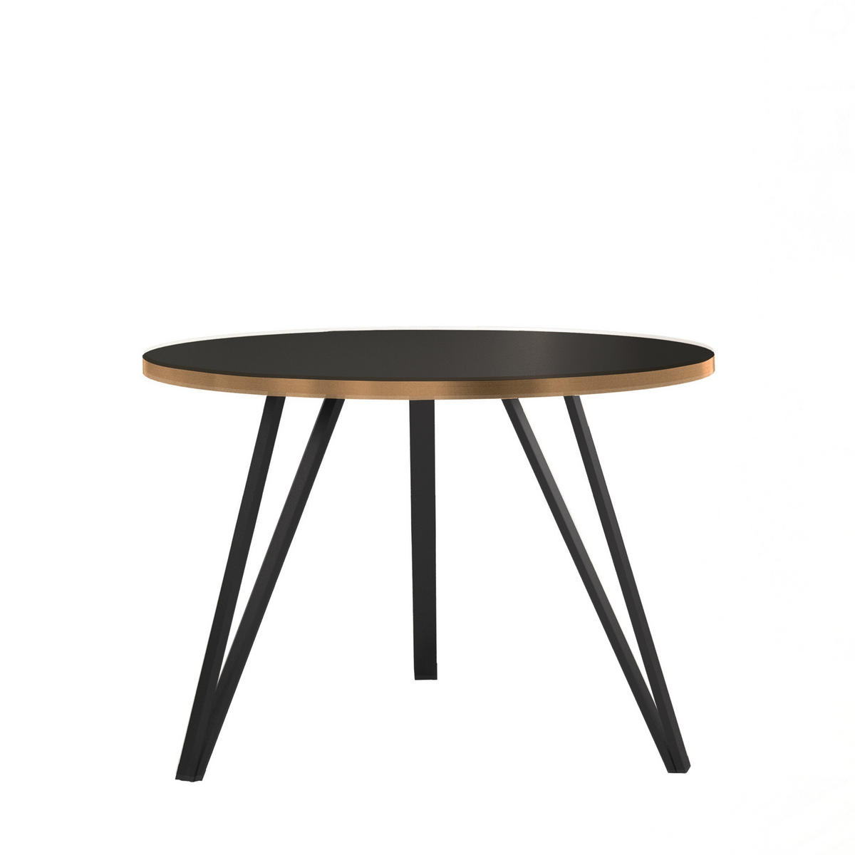 COUCHTISCH Linea Schwarz mit Goldrand, Schwarze Beine - Goldfarben/Schwarz, Holzwerkstoff/Metall (67/67/45cm) - Bettso