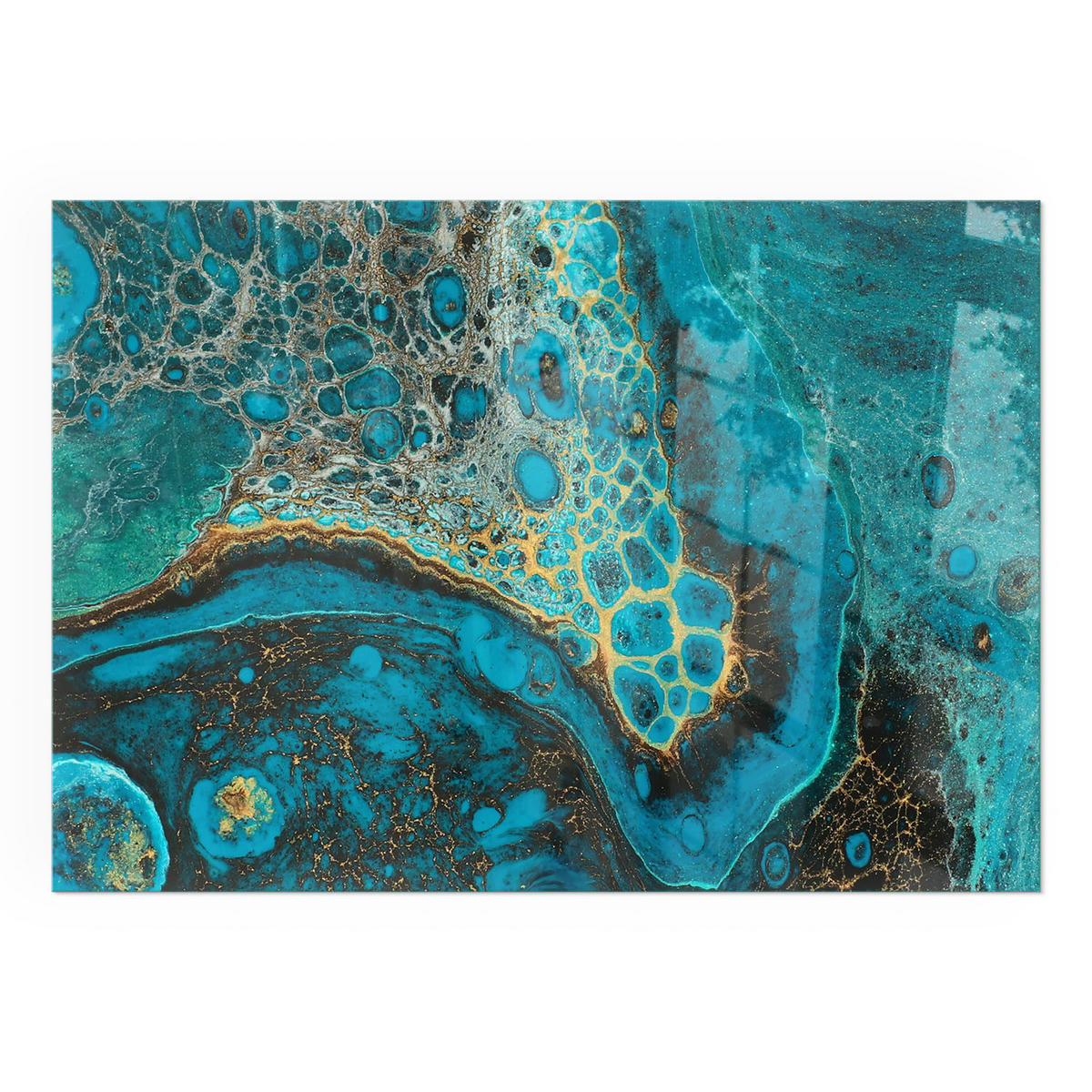 GLASPLATTE für Kamin 100x70 cm - Türkis, Glas (100/70/0.4cm) - TULUP