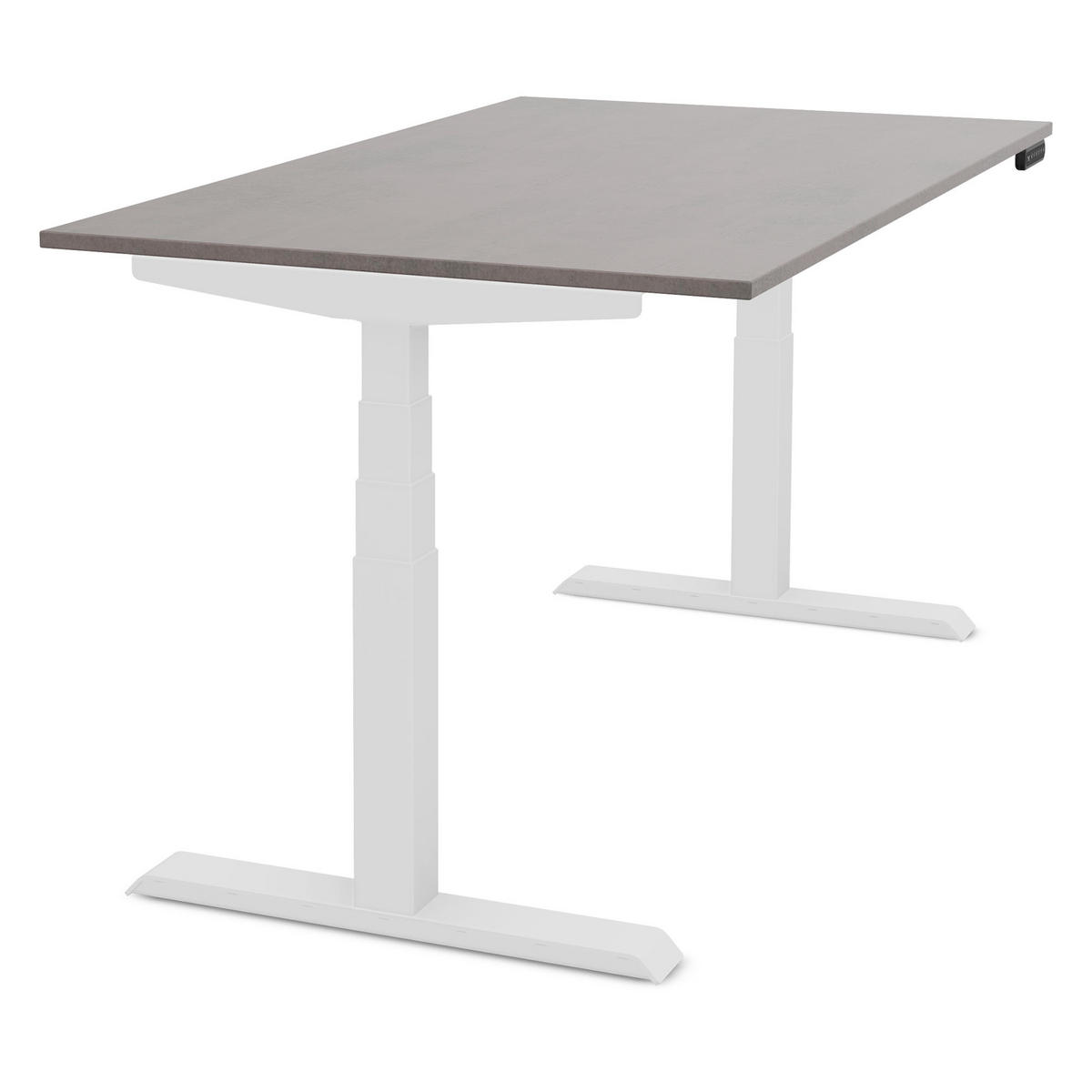 SCHREIBTISCH Elektrisch höhenverstellbarer Kinderschreibtisch JUNIOR Sichtbeton Anthrazit Signalweiß 140/70/52.5-121cm - Schieferfarben/Weiß, Holzwerkstoff/Metall (70/140/121cm) - ASSMANN