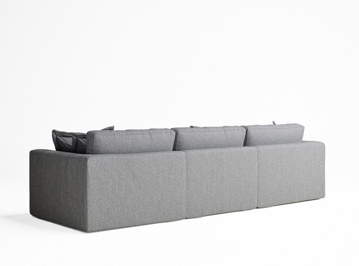 6-SITZER SOFA Amalfi Grau Webstoff - Schwarz/Grau, Holz/Holzwerkstoff (338/90/119cm) - Maison de Reve