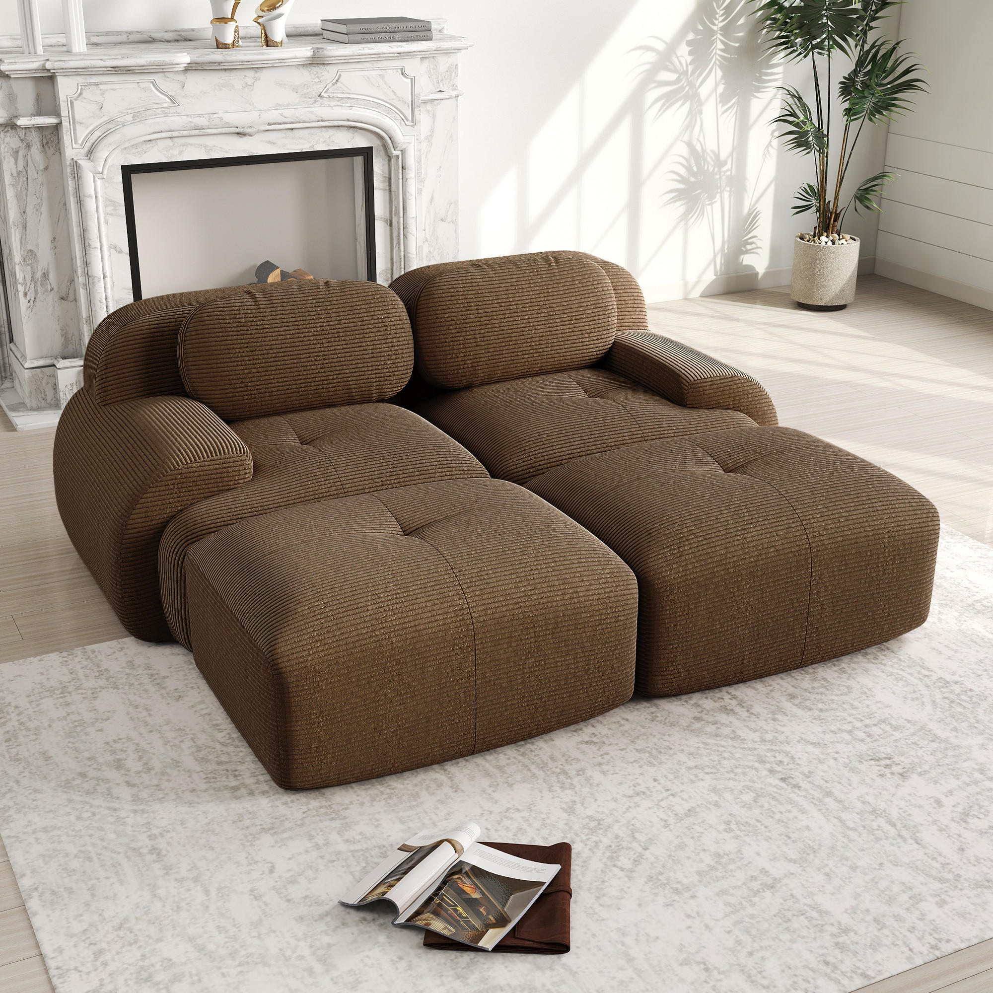 ComfortXL 2-Sitzer-Sofa Braun 178x75x208 cm