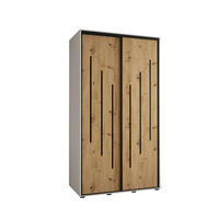 SCHWEBETÜRENSCHRANK 235,2/140/60 2-türig - Schwarz/Eiche Artisan, Holz/Metall (140/235/60cm) - Abiks Möbel