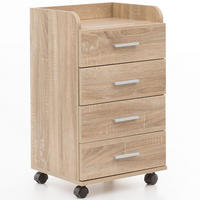 ROLLCONTAINER 4 Schubladen Ablage Melaminbeschichtet ISONZO, Beige 40x33x71 cm - Beige/Schwarz, Holz/Kunststoff (40/71/33cm) - KADIMA DESIGN