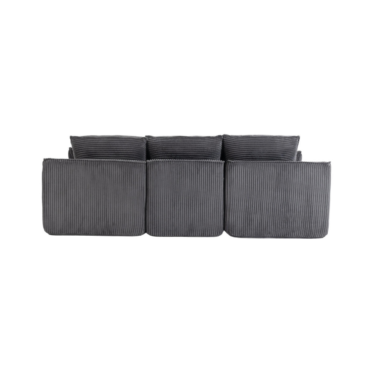 ECKSOFA DE-33776 3-Sitzer mit Hocker Dunkelgrau - Dunkelgrau, Metall (263/167cm) - ComfortXL