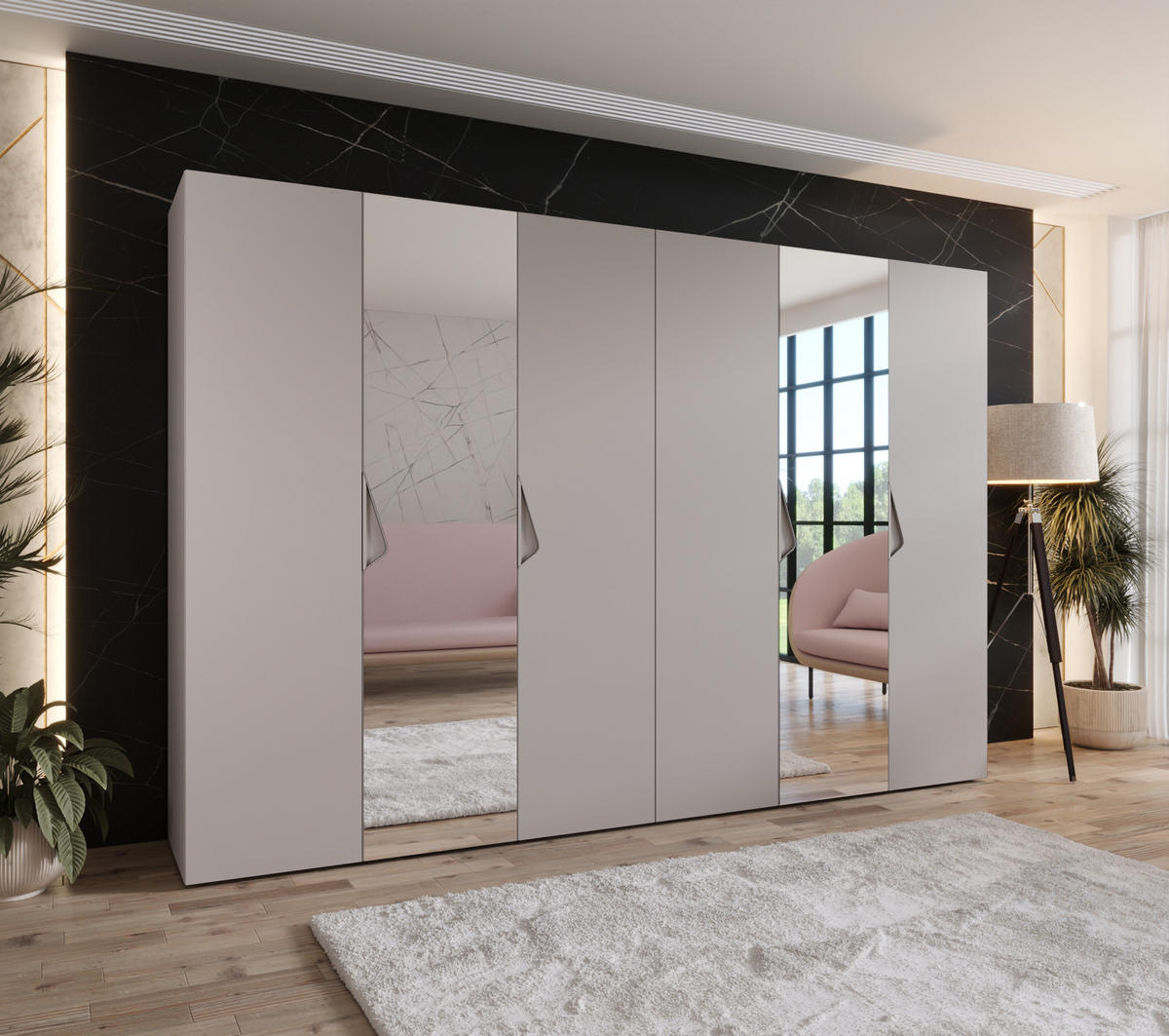 DREHTÜRENSCHRANK 202/300/52 6-türig - Beige, Holz/Metall (300/202/52cm) - Abiks Möbel