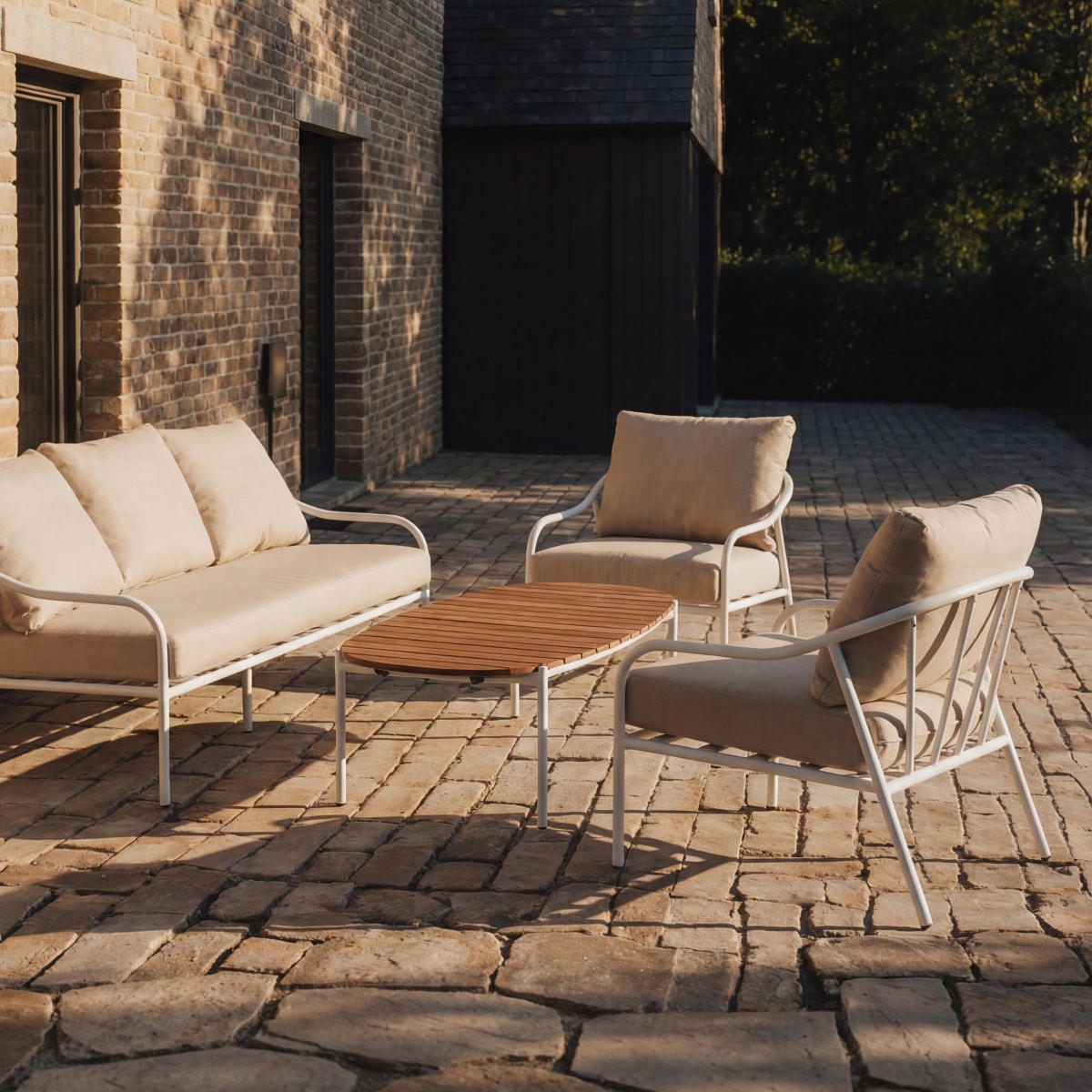GARTENLOUNGE 4-tlg Luca Beige aus Metall - Beige, Metall - Tikamoon