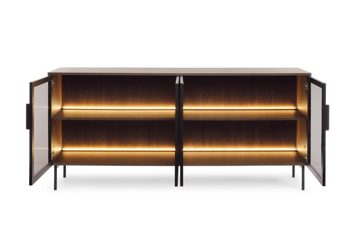 SIDEBOARD GLORIA 181,3x39,3x82,6 cm mit 4 Türen Eichefarben - Braun, Holzwerkstoff (181.3/82.6/39.3cm) - MASSENO