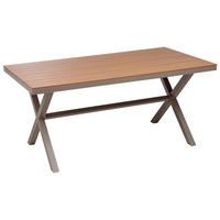 GARTENTISCH Heller Holzfarbton Tiano - Hellbraun/Grau, Metall (90/160/73cm) - Beliani