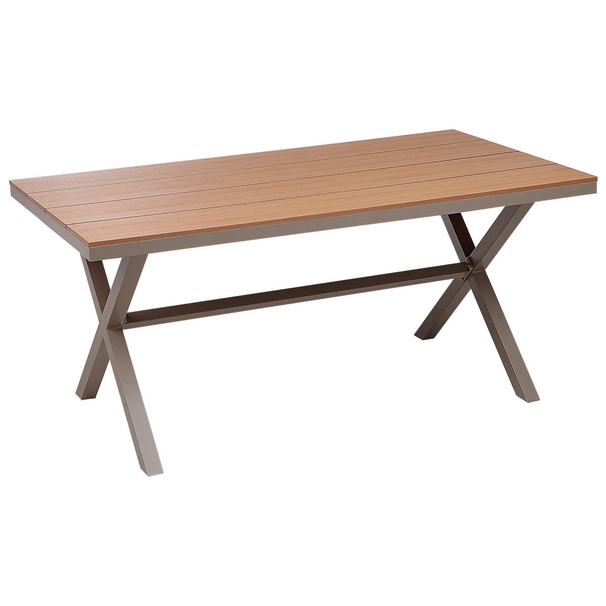 GARTENTISCH Heller Holzfarbton Tiano - Hellbraun/Grau, Metall (90/160/73cm) - Beliani