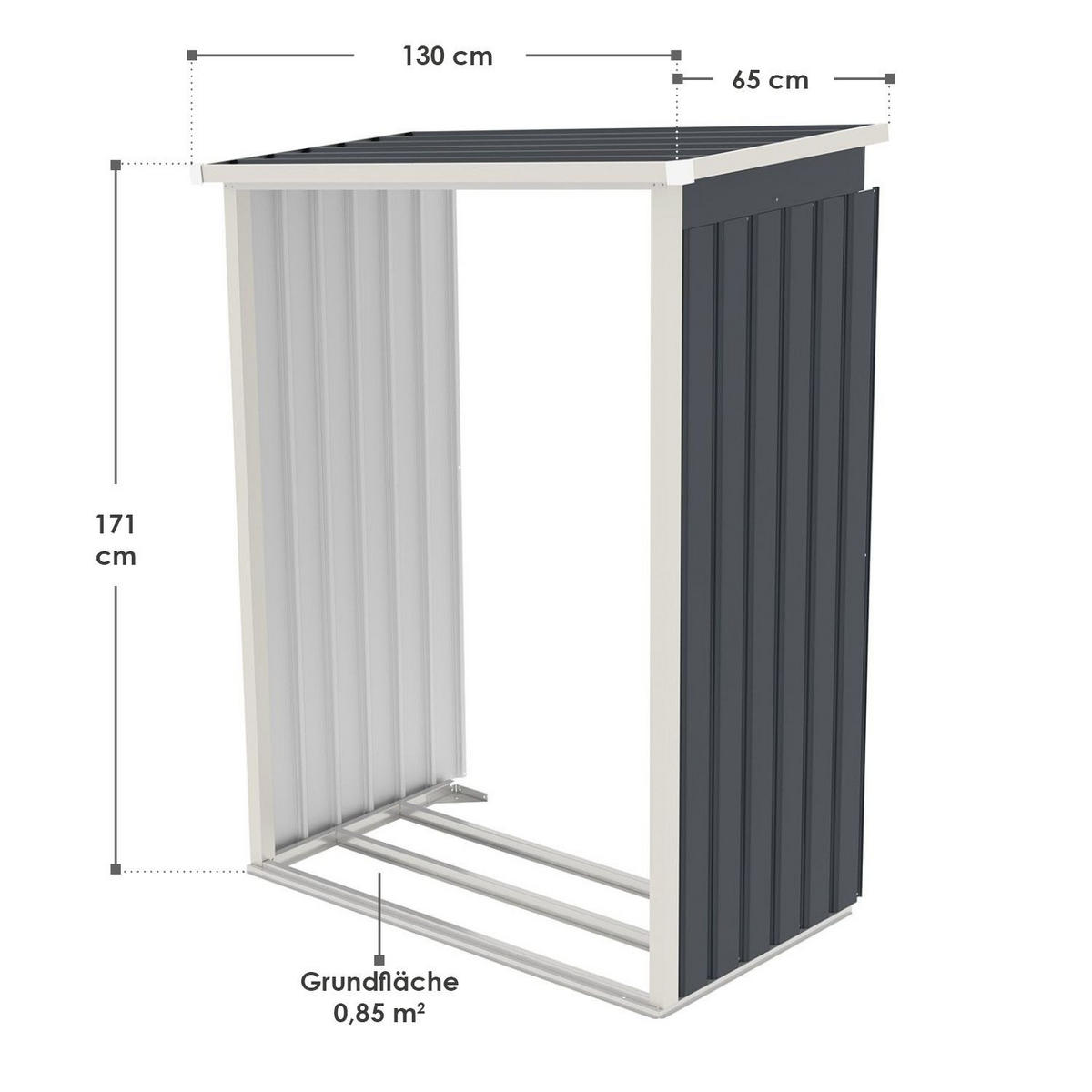 GERÄTESCHUPPEN M mit Holzunterstand links - Anthrazit, Metall (213/173/130cm) - Juskys