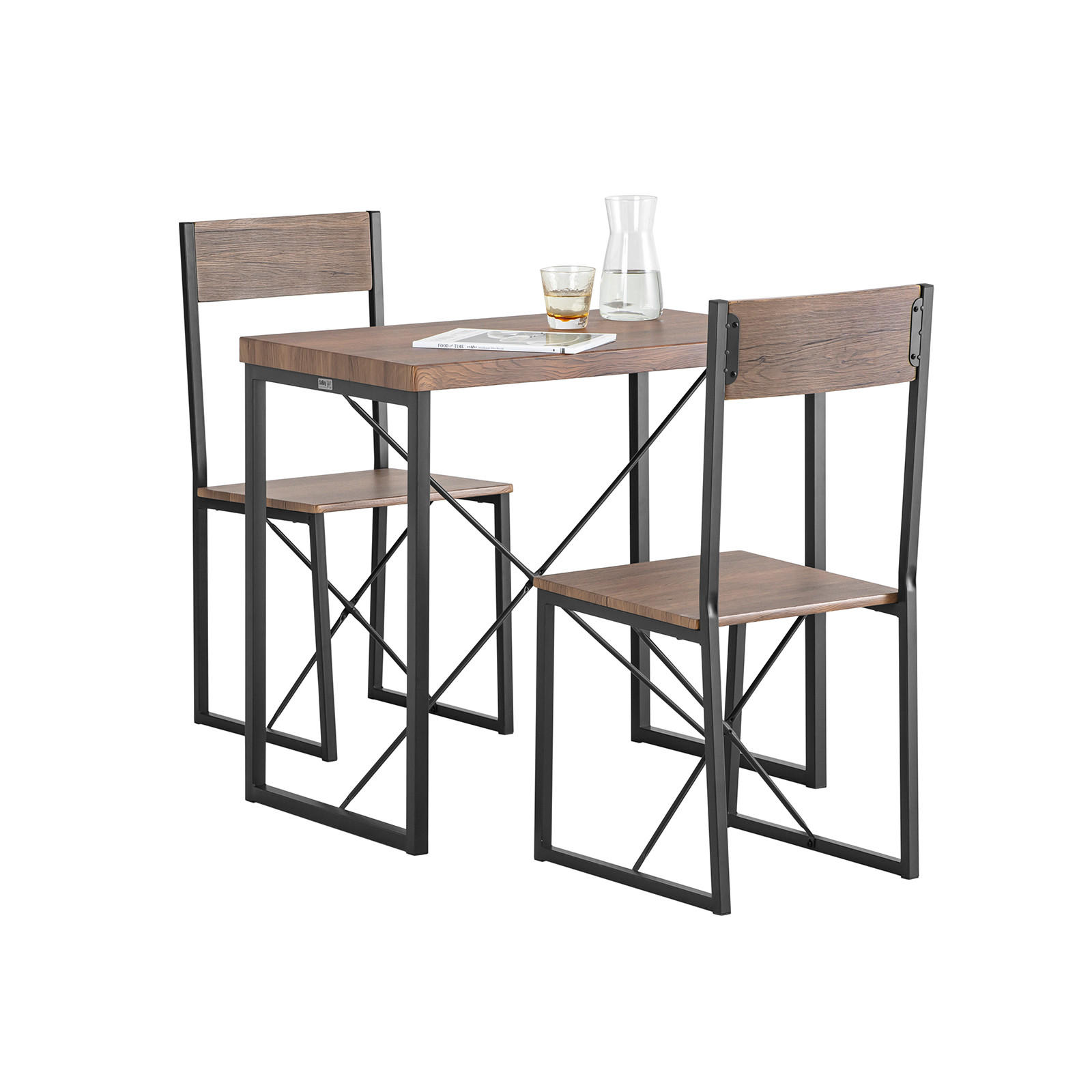 ESSTISCH + 2 x STÜHLE - Naturfarben, Holzwerkstoff/Metall (80/75/50cm) - SoBuy