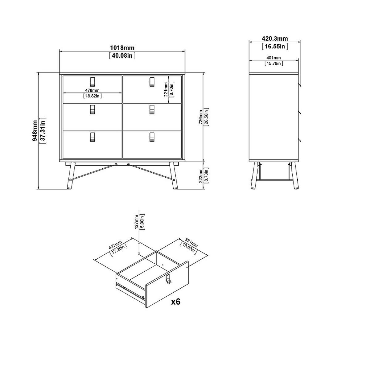 KOMMODE Schwarz - Schwarz, Holzwerkstoff (102/95/40cm) - ebuy24