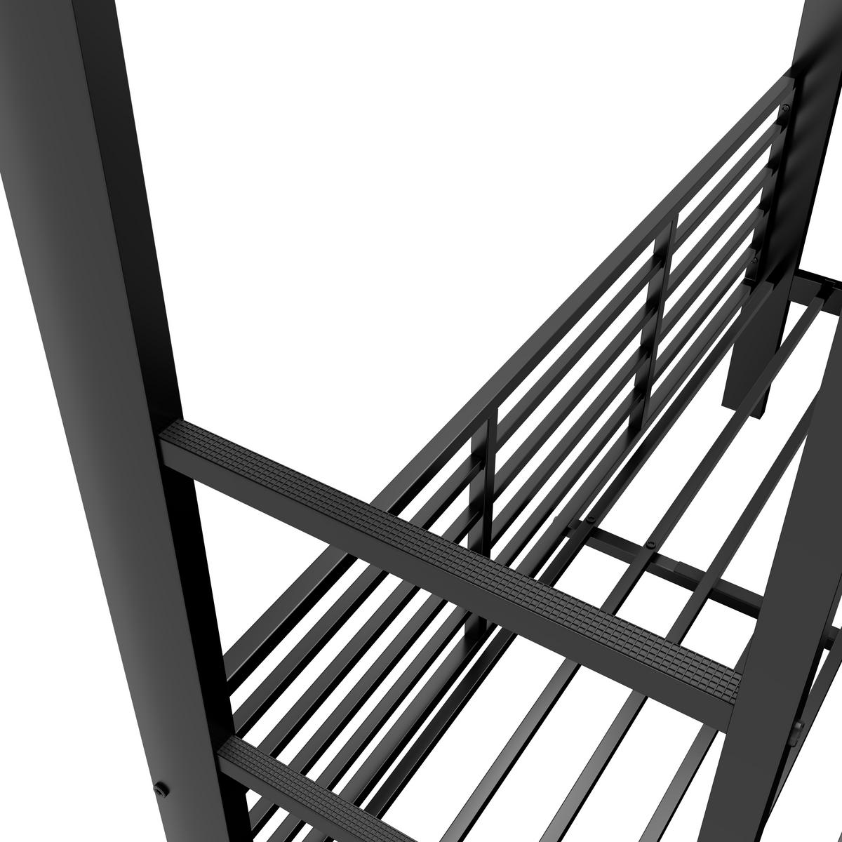 ETAGENBETT 140/200 cm DE-33078 mit Rausfallschutz und Leiter Schwarz - Schwarz, Metall (140/200cm) - ComfortXL