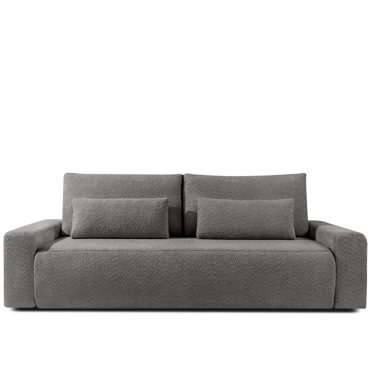 3-SITZER SCHLAFSOFA MOLLIS, Bouclé, Dunkelgrau - Dunkelgrau, Holz/Holzwerkstoff (250/93/108cm) - KONSIMO®