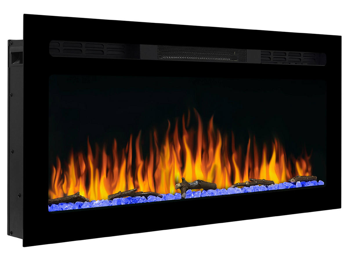 WAND-EINBAUKAMIN AF37WR – Breite 90 cm, 3D-Flammeneffekt, LED-Beleuchtung, Heizfunktion - Schwarz, Glas/Metall (95/45/14.5cm) - ArtiFlame