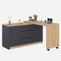 SCHREIBTISCH Rollen drehbar 4 cm Tischplatte Grau Eiche multifunktional - Multicolor, Holzwerkstoff (120/50/76.5cm) - FLIEKS
