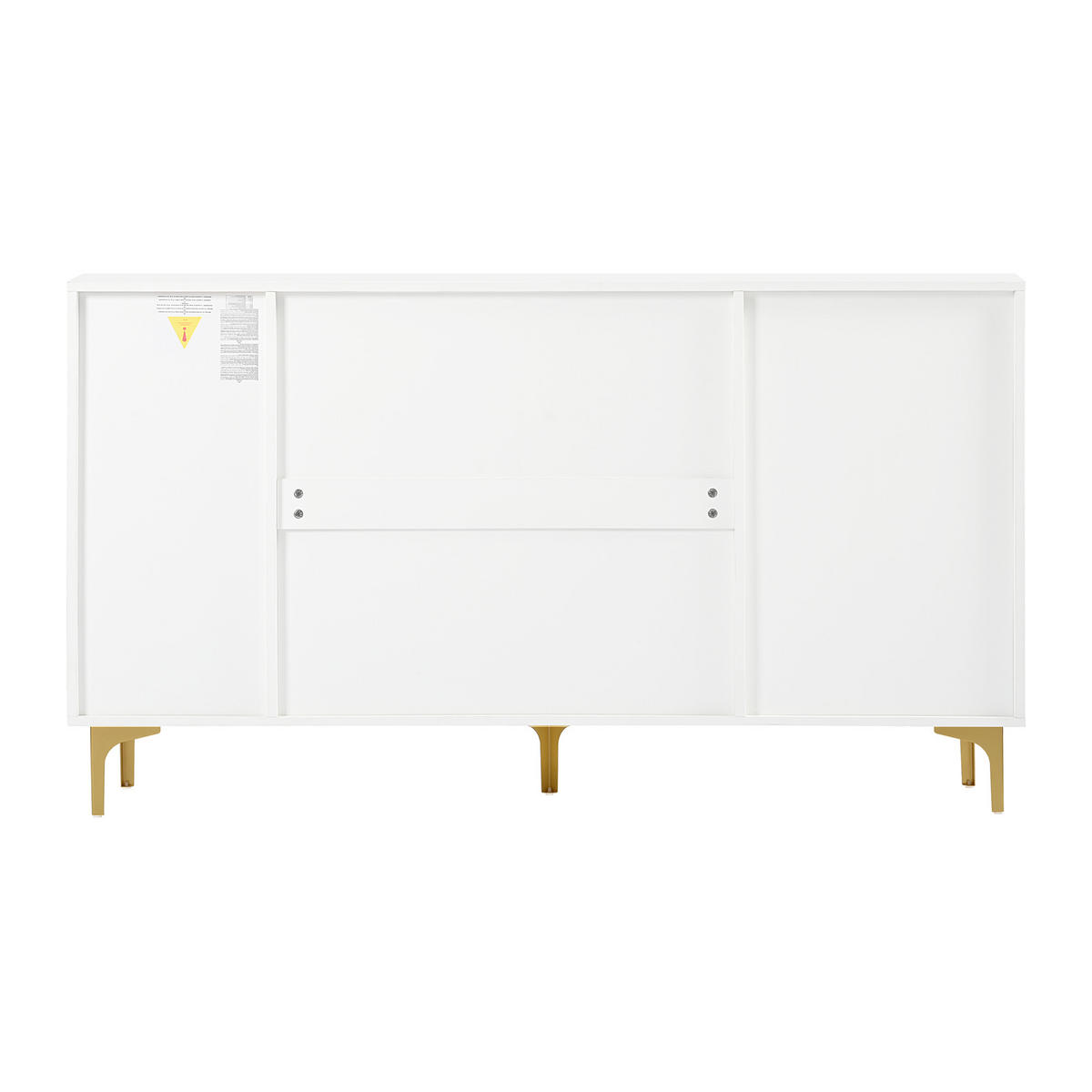 SIDEBOARD 4 Türen Weiß Glas Metall Grifflos Stauraum Modern - Weiß, Holzwerkstoff (38/85/150cm) - FLIEKS