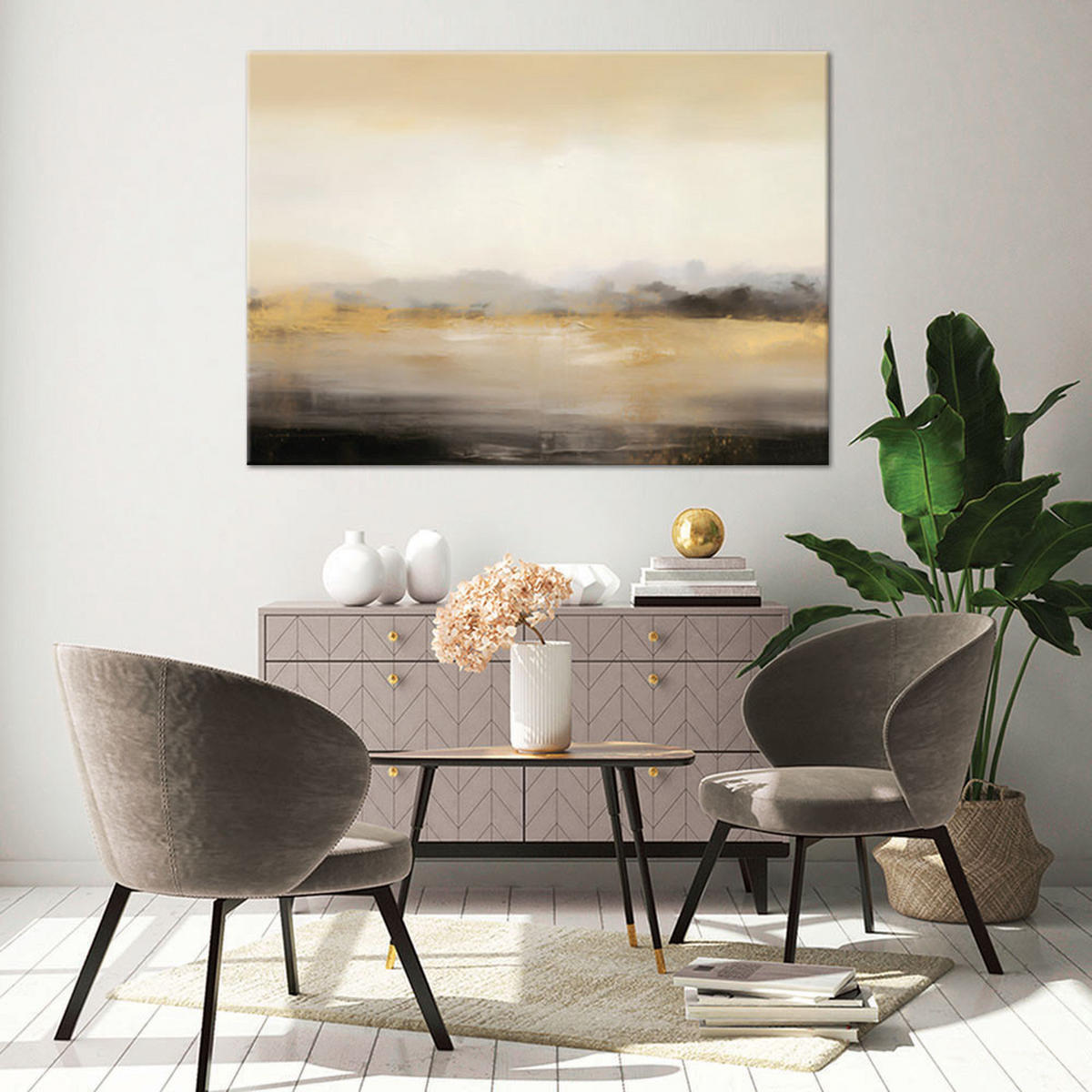 WANDBILD abstrakte textur loft beige - Beige, Textil (60/40cm) - Feeby