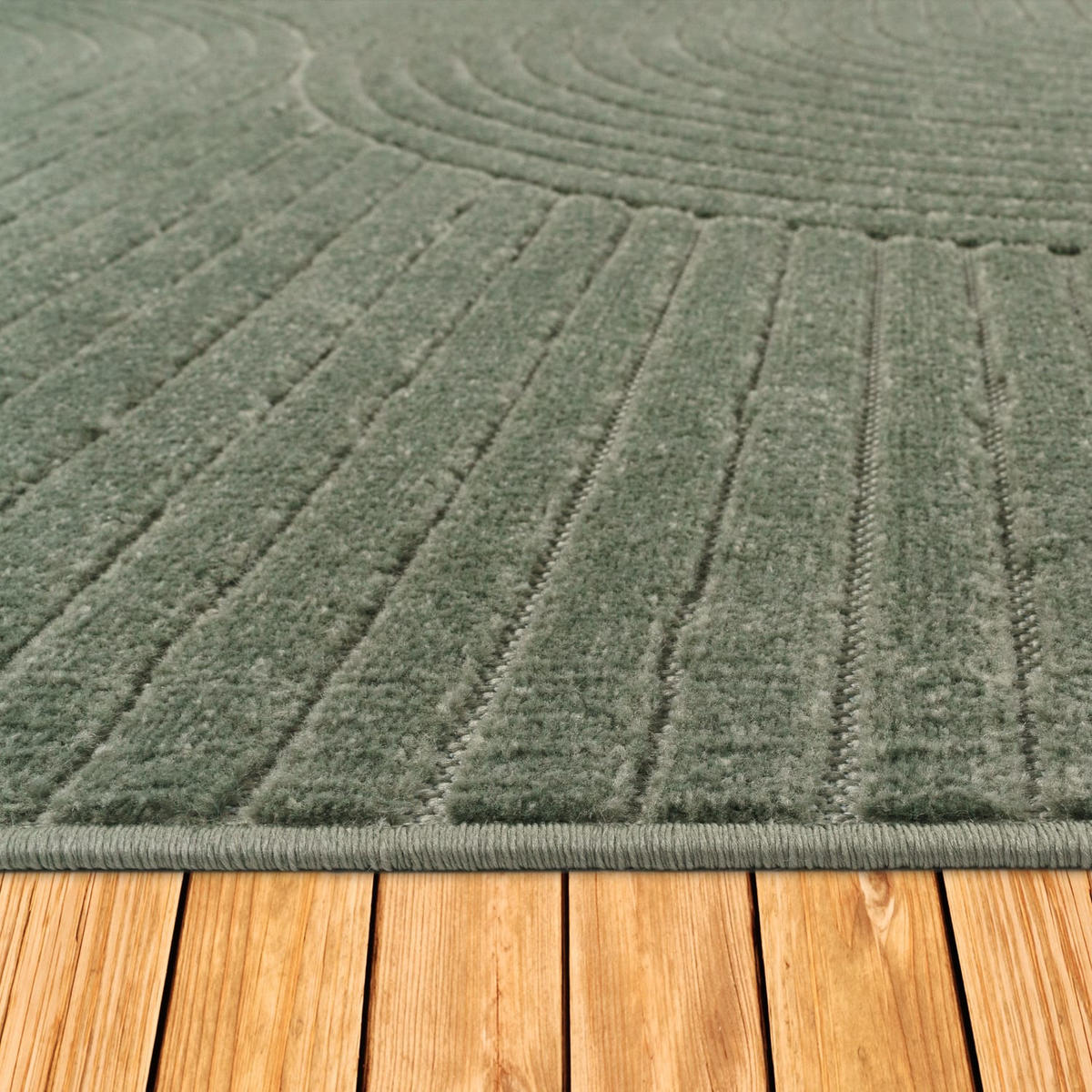KURZFLORTEPPICH, mit Struktur, Florhöhe 6 mm, Grün, Ø 160 cm - Grün, Textil (160/160cm) - KADIMA DESIGN