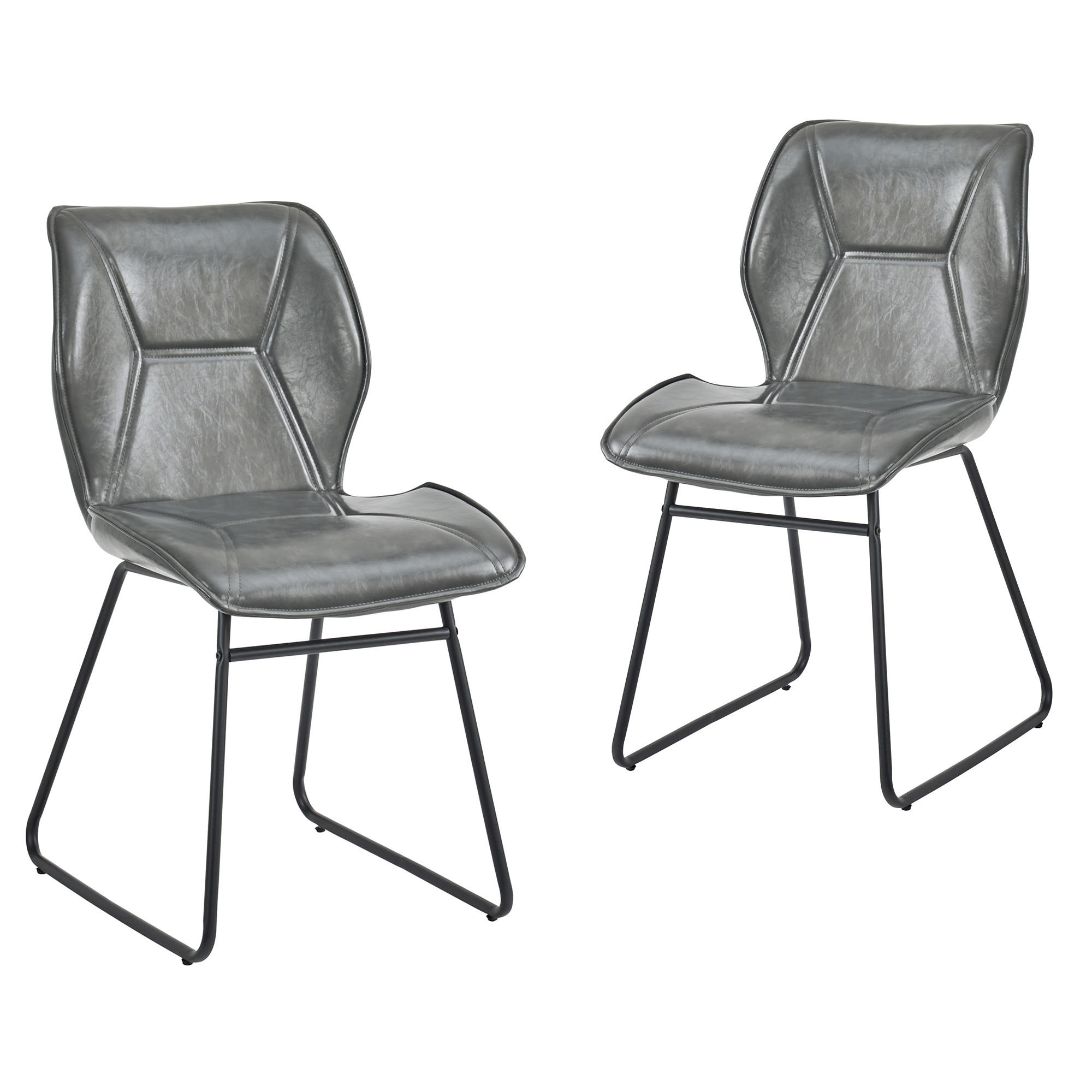 STUHL-SET DE-36851 2 Stück mit Kunstlederbezug Grau - Grau, Metall (47.5/81.5/60cm) - ComfortXL