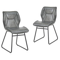 STUHL-SET DE-36851 2 Stück mit Kunstlederbezug Grau - Grau, Metall (47.5/81.5/60cm) - ComfortXL