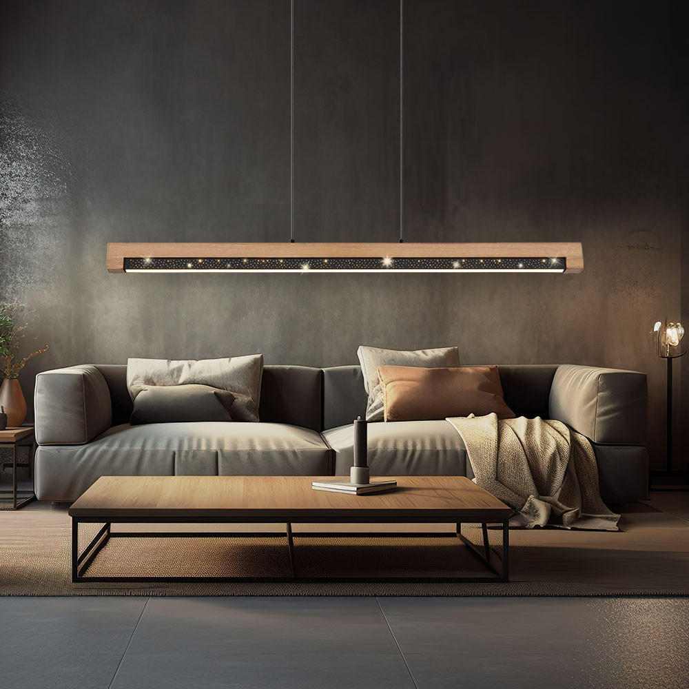 LED HÄNGELEUCHTE Holz Schwarz - Schwarz, Holz (85/7/120cm) - Globo Lighting