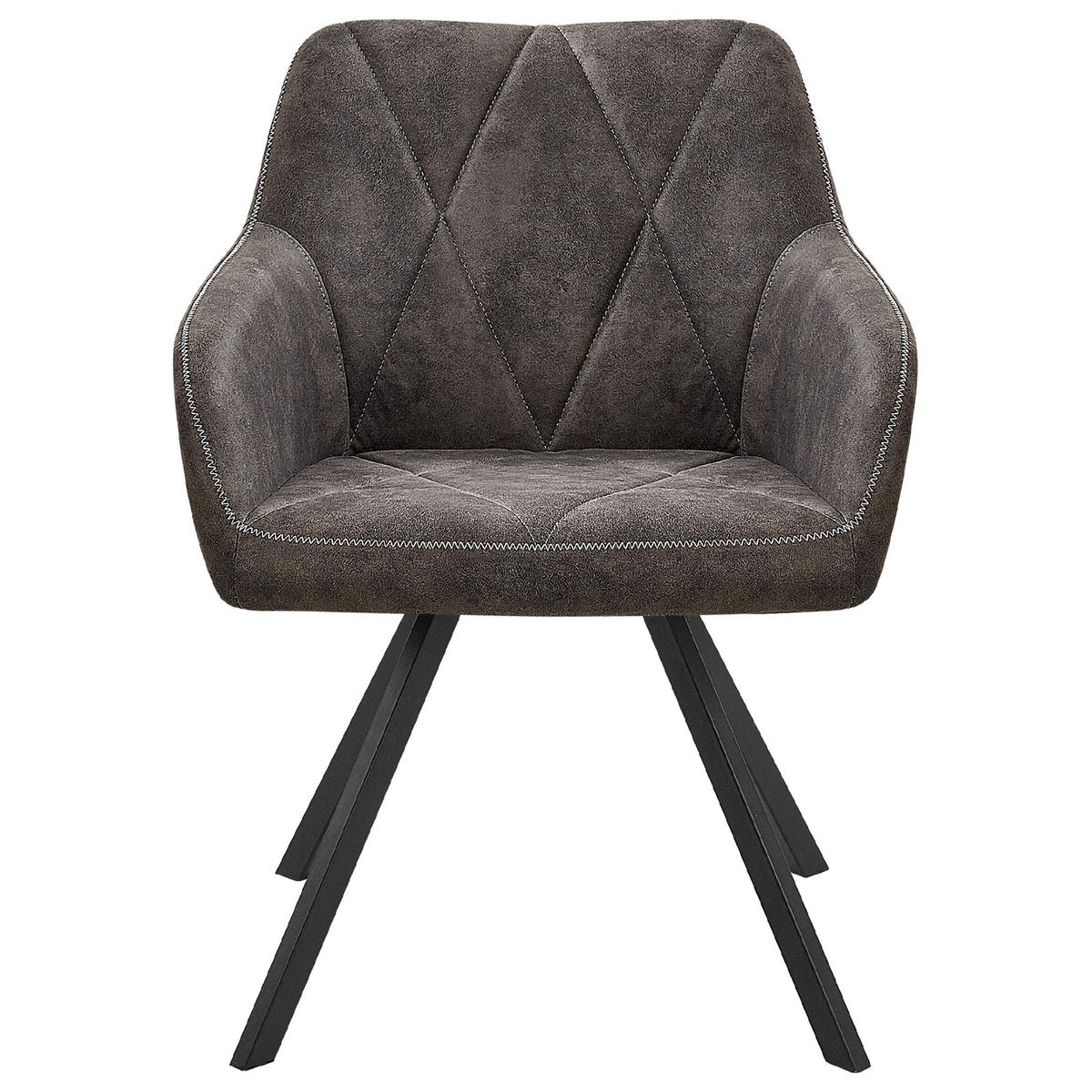 ESSZIMMERSTUHL 2er-Set Polsterbezug Grau Monee - Grau, Textil/Metall (48/78/50cm) - Beliani