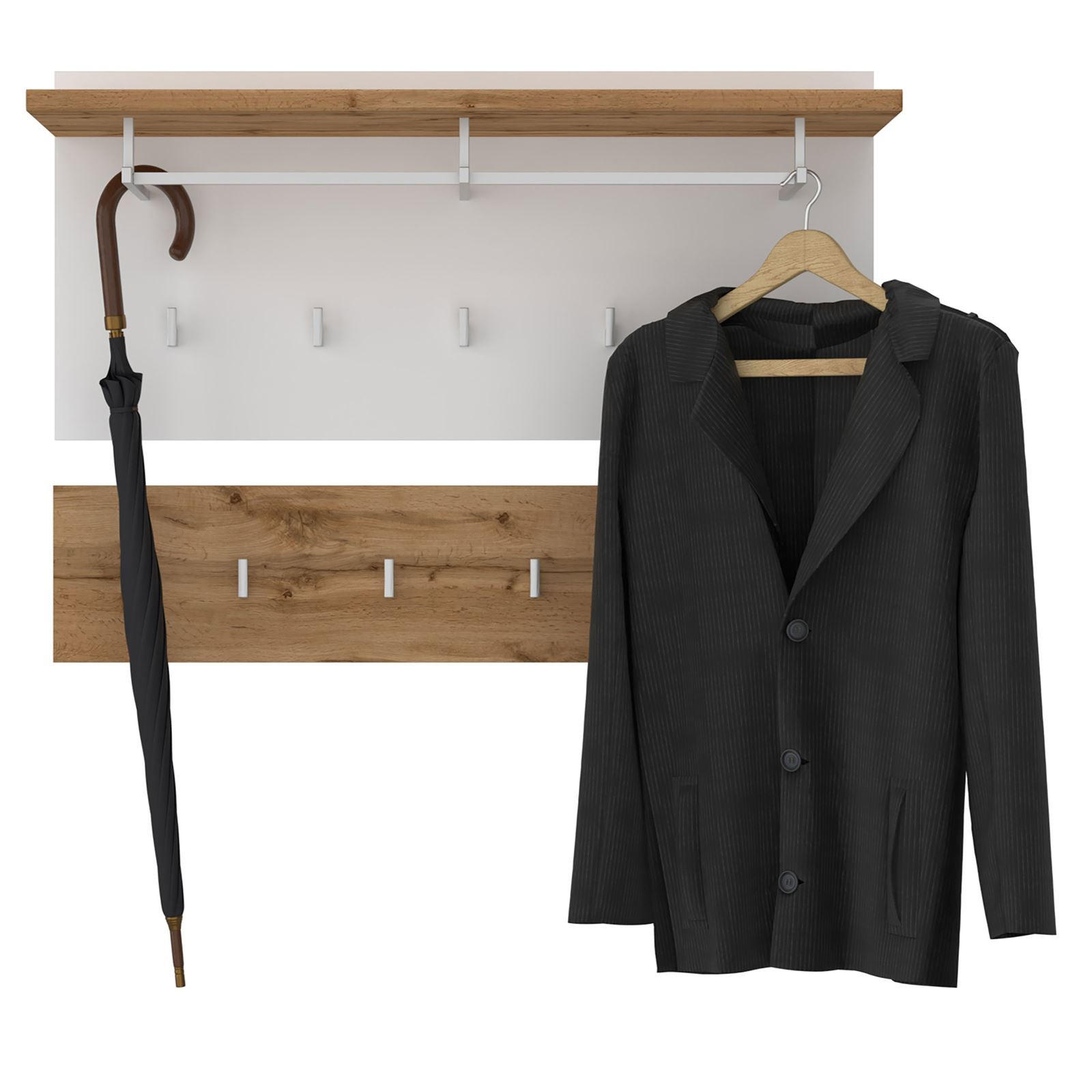 WANDGARDEROBE BILBAO - Eiche Wotan/Weiß, Holzwerkstoff (90/60/30cm) - CARO-Möbel