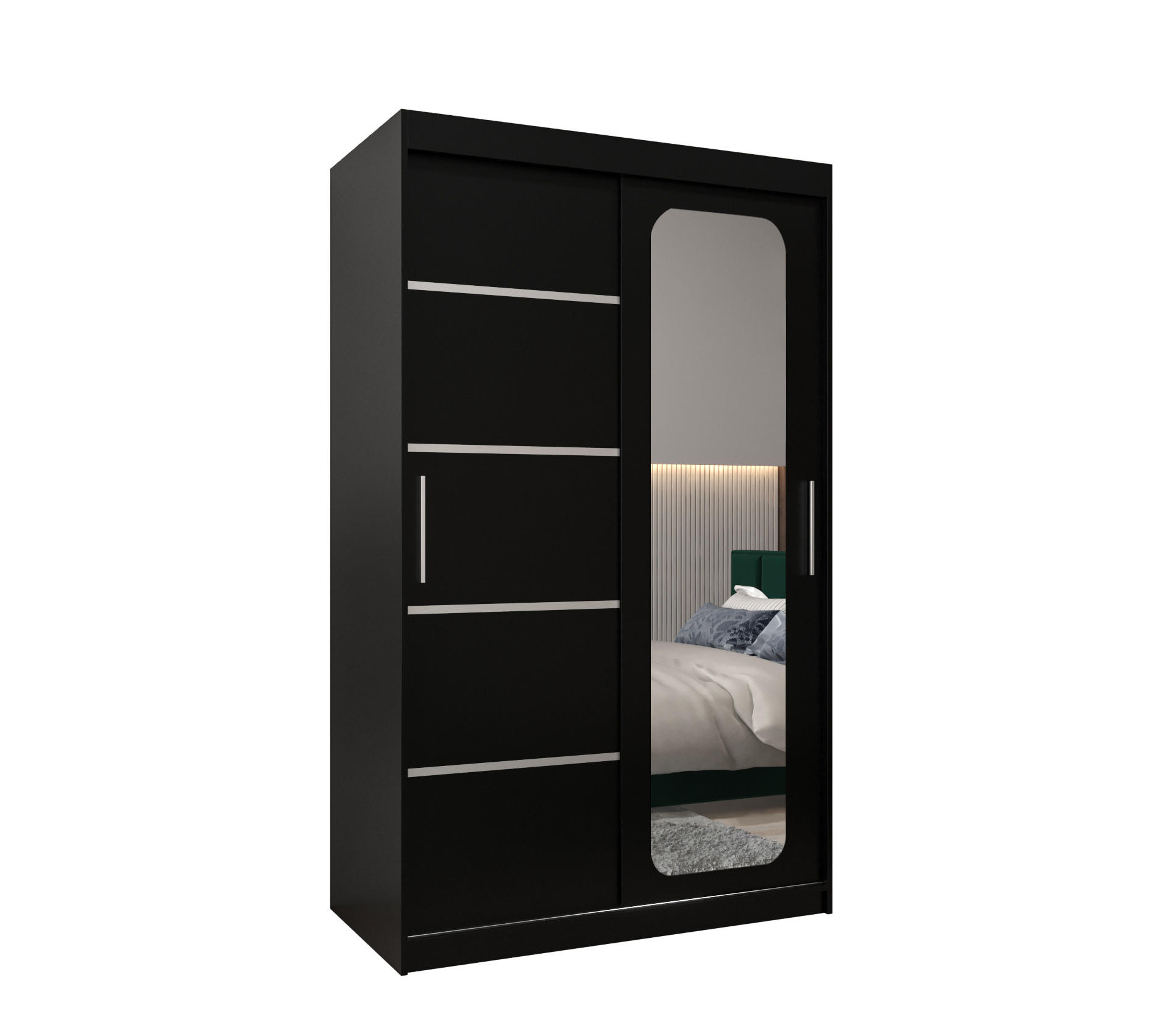 Möbel Kryspol Schwebetürenschrank Schwarz 120x200x62 cm