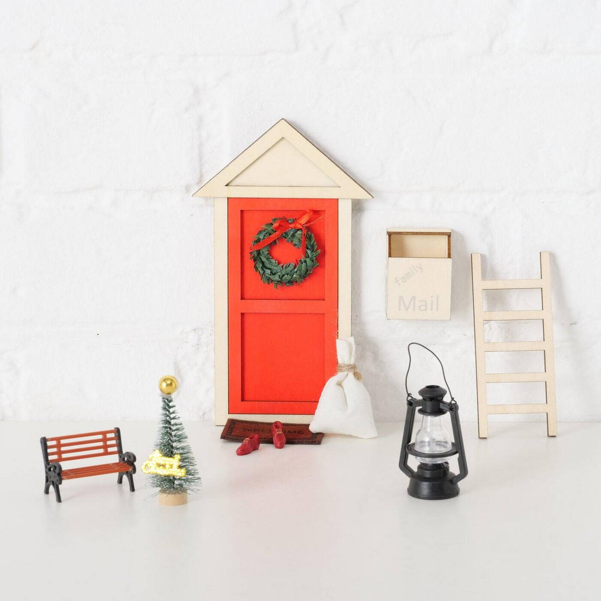 ELFEN-TÜR Wanddekoration 17 cm - Multicolor, Holzwerkstoff (10/17/3cm) - Boltze Home