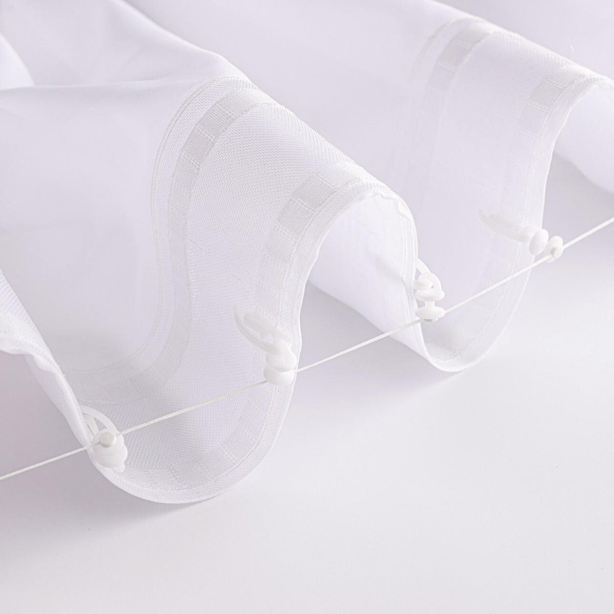 WELLENGARDINE Voile mit Bleiband, weiß, 300x265 cm - Weiß, Textil (300/265cm) - Dekoria