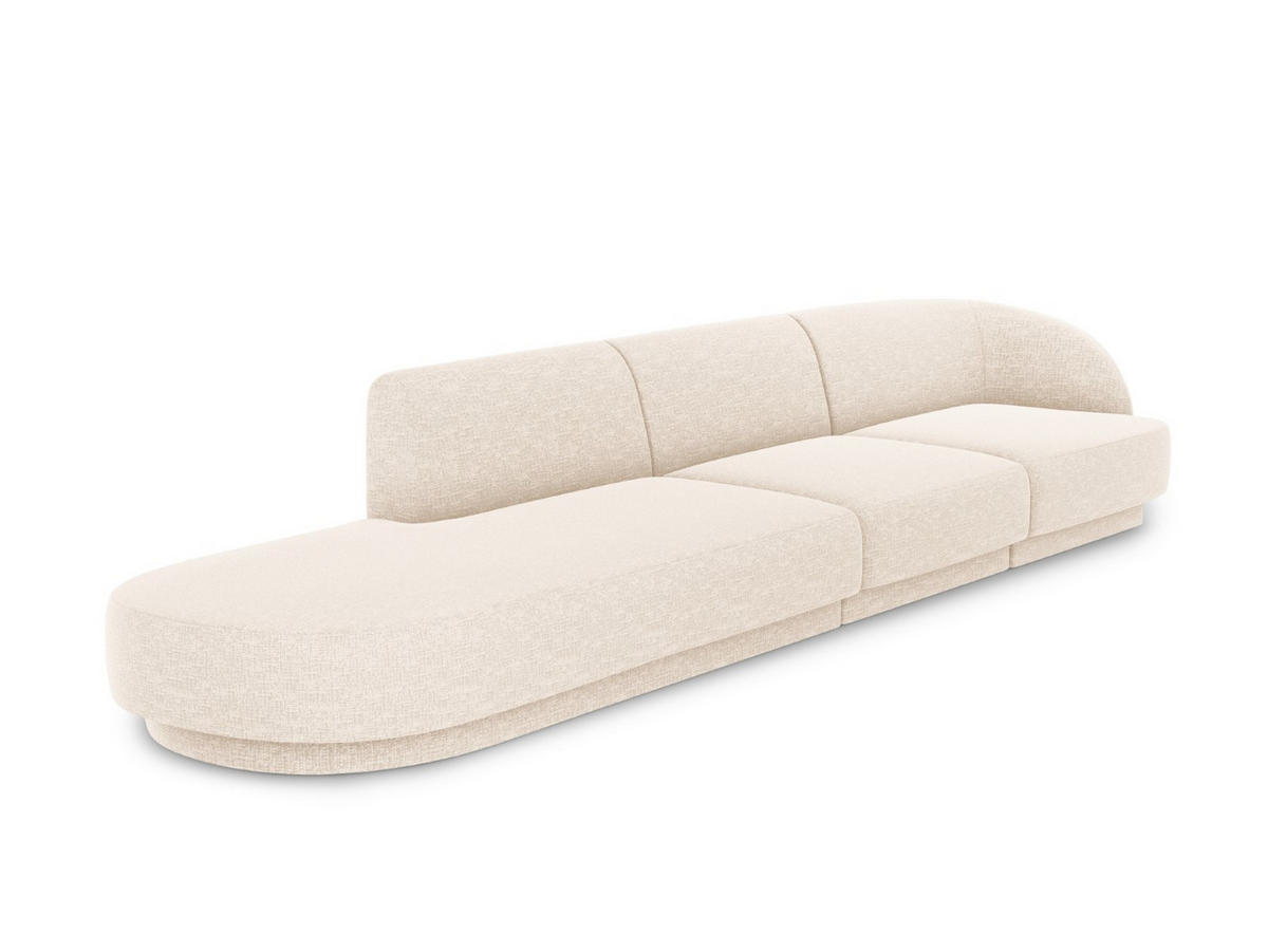 LINKES-SOFA Miley aus Chenille-Stoff leichtes beige 4 Sitzplätze - Creme, Textil (90/70/323cm) - Micadoni