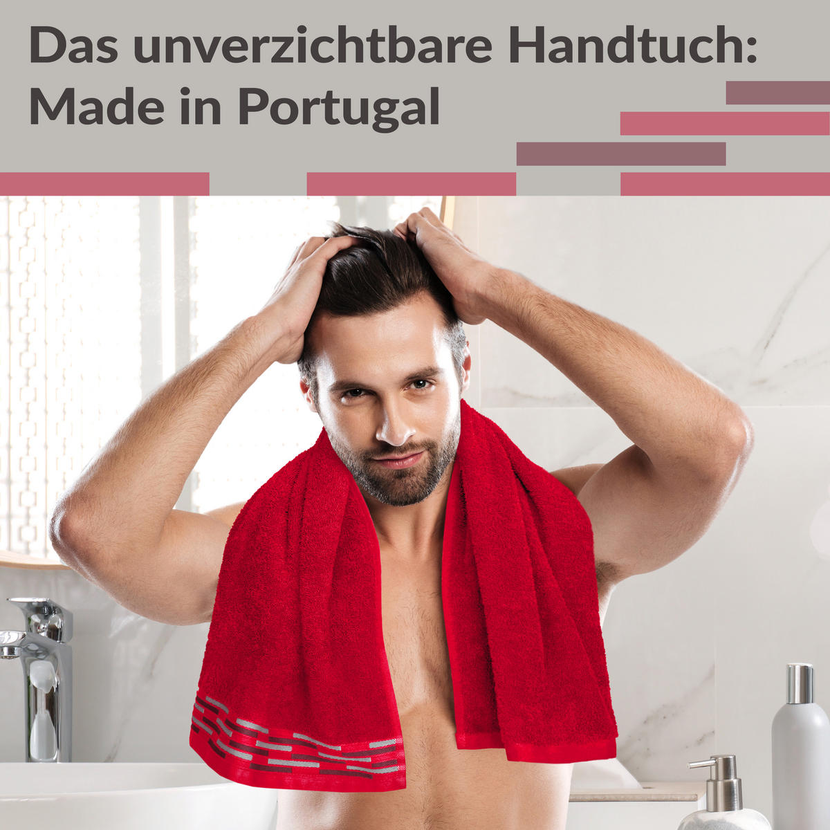 HANDTUCH Lugano Rot 2er 50x100 cm - Rot, Textil (50/100cm) - Lashuma