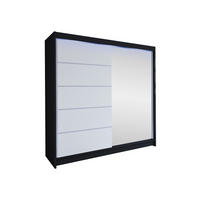 SCHWEBETÜRENSCHRANK Talin III, mit RGB LED Beleuchtung - Klar/Silberfarben, Holzwerkstoff/Metall (180/215/58cm) - MIRJAN24