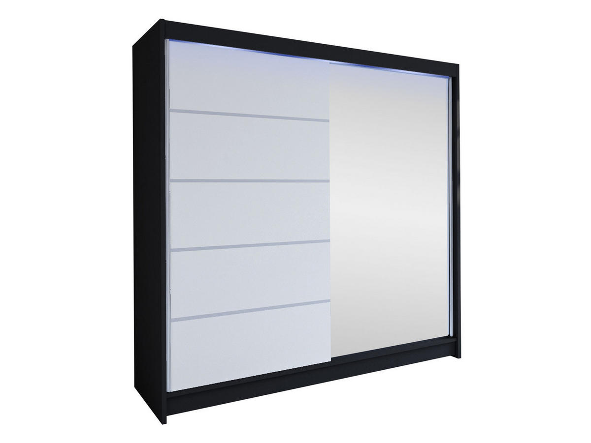 SCHWEBETÜRENSCHRANK Talin III, mit RGB LED Beleuchtung - Klar/Silberfarben, Holzwerkstoff/Metall (180/215/58cm) - MIRJAN24