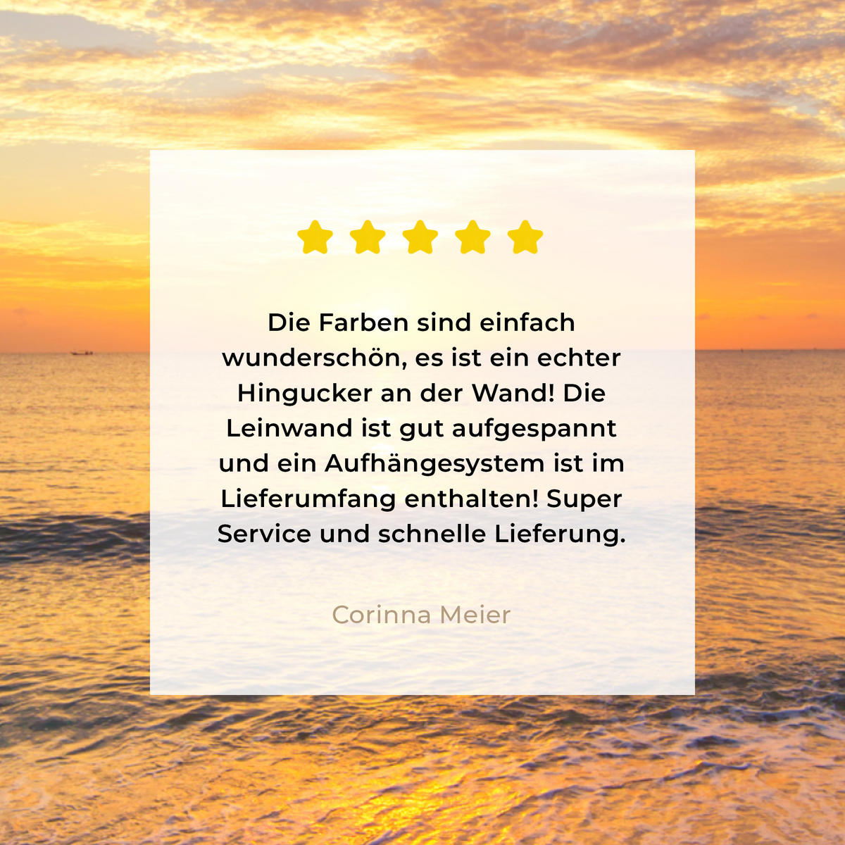 LEINWANDBILD Strand - Sonnenuntergang - Meer 20x20 cm - Gelb, Textil (20/20cm) - MuchoWow
