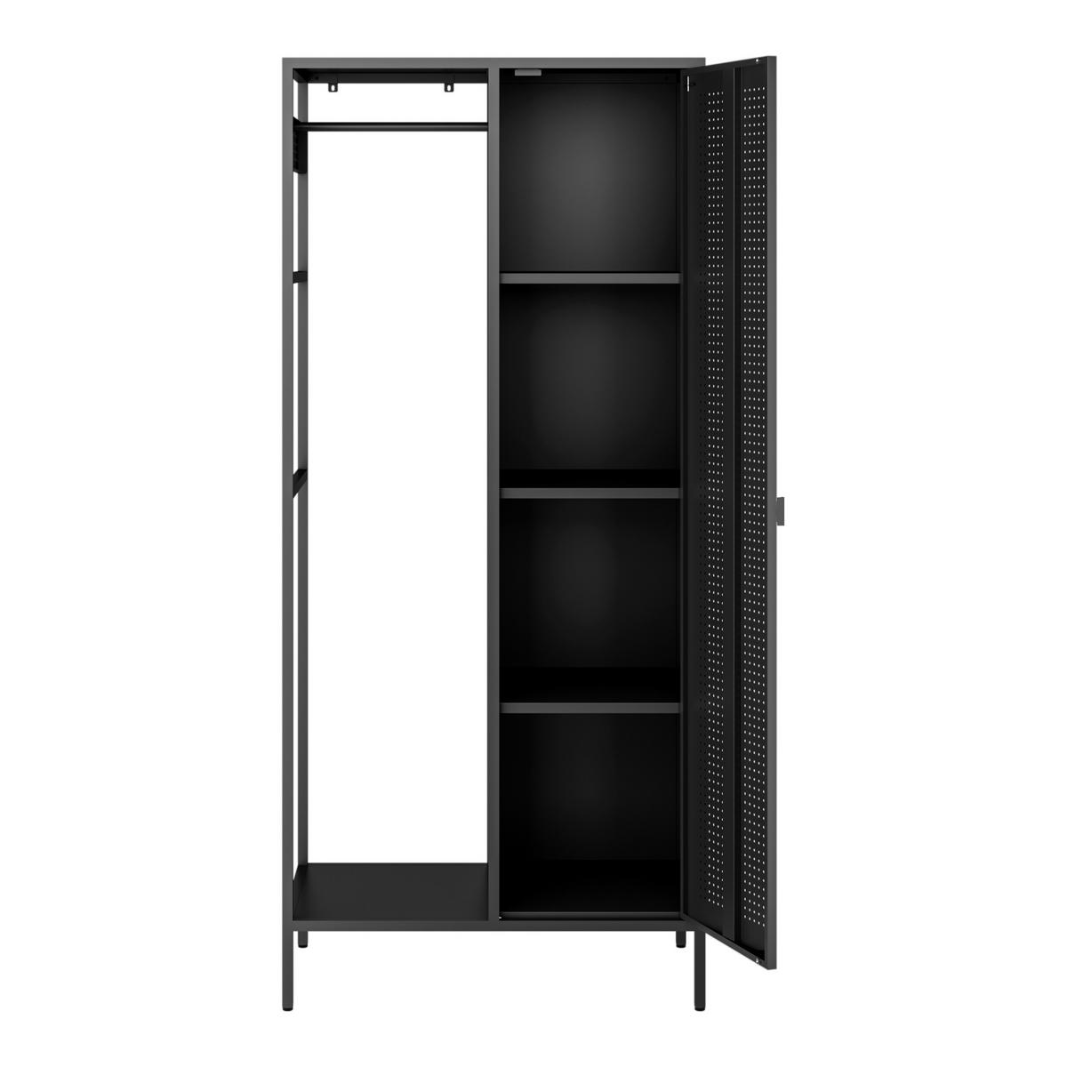 KLEIDERSCHRANK Puumala - Schwarz, Metall (80/180/45cm) - [en.casa]