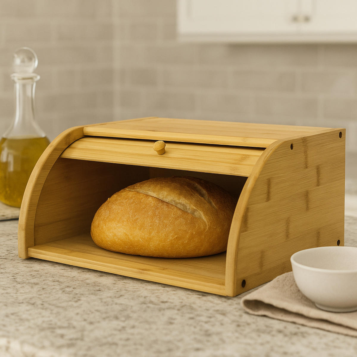 BROTKASTEN Bambus Naturfarben Rolltop 40,5x27x16 cm - Naturfarben, Holzwerkstoff (40.5/16/27cm) - Begryf