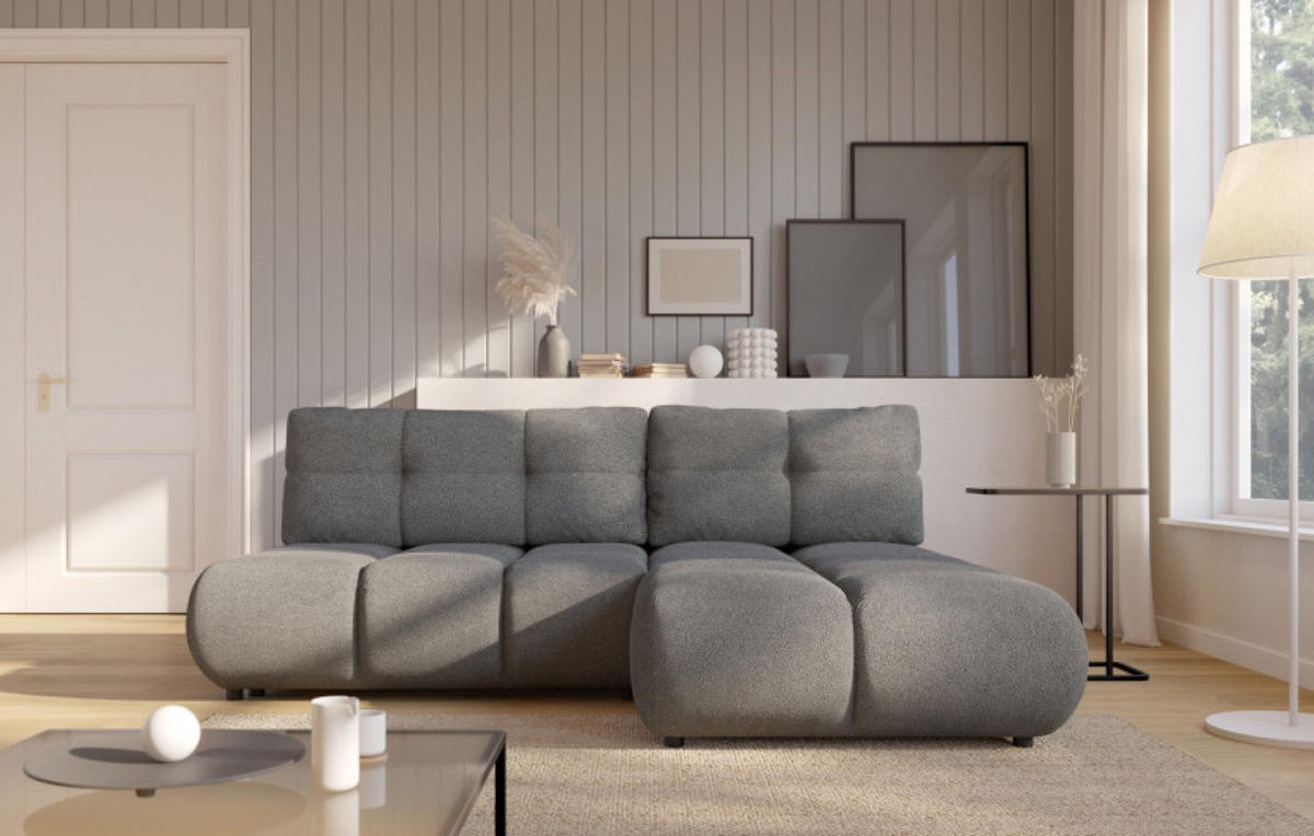 ECKSOFA Grau MILA Ausziehbar Rechts - Grau, Textil (177/230cm) - Sepro Meble