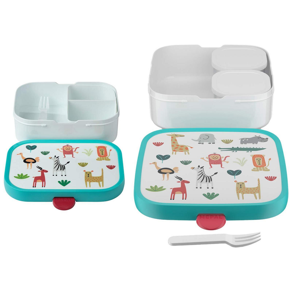 BROTDOSEN-SET Campus (2025) Animal Friends 2er Set - Türkis/Weiß, Kunststoff (1/1/1cm) - Mepal