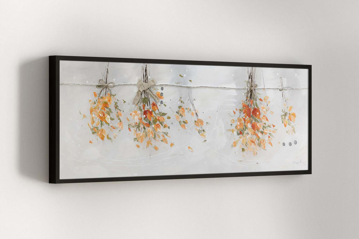 ACRYLBILD HANDGEMALT 150/50 cm - Weiß/Orange, Holz/Textil (150/50cm) - KUNSTLOFT