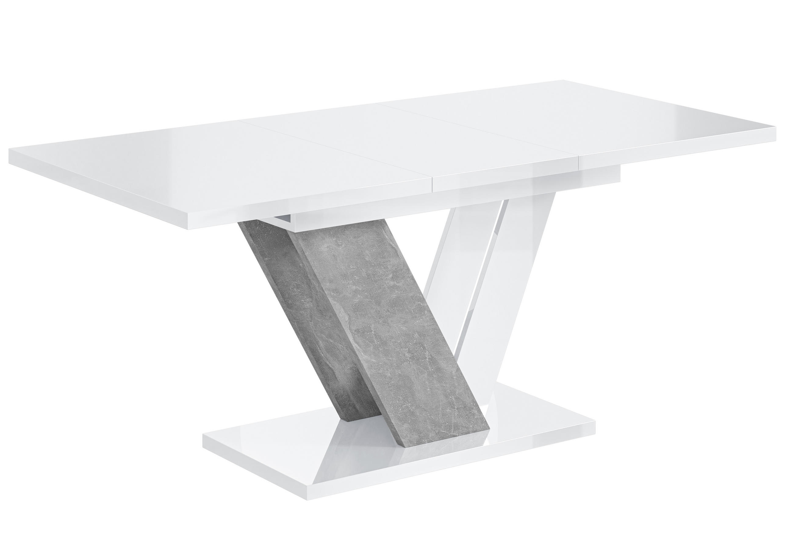 ESSTISCH ausziehbar 120 -160x80x75 cm - White Gloss / Stone - CLASI - Weiß Hochglanz/Grau, Holzwerkstoff (120/80/75cm) - ALTDECOR